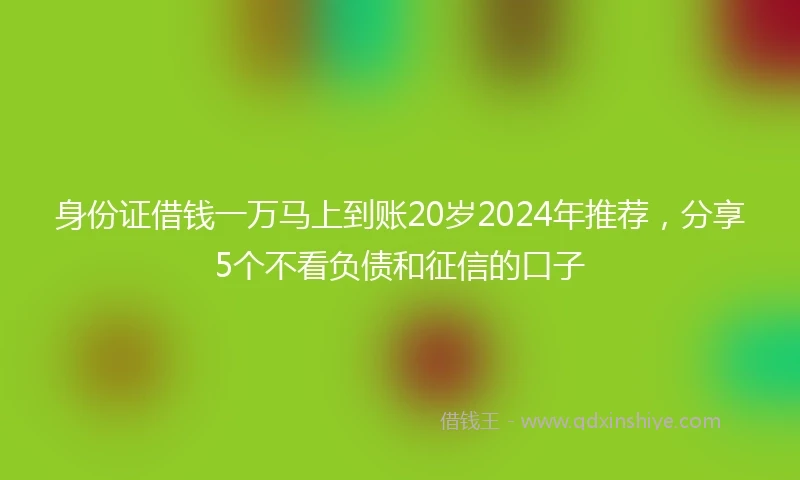 身份证借钱一万马上到账20岁2024年推荐，分享5个不看负债和征信的口子