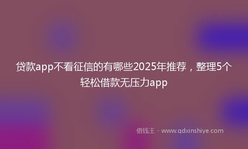 贷款app不看征信的有哪些2025年推荐，整理5个轻松借款无压力app