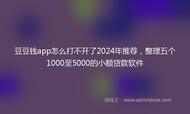豆豆钱app怎么打不开了2024年推荐，整理五个1000至5000的小额贷款软件