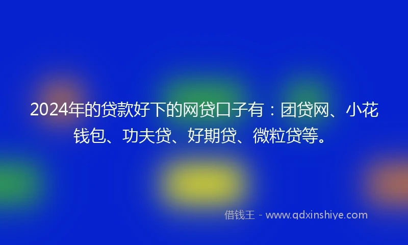 2024年的贷款好下的网贷口子有：团贷网、小花钱包、功夫贷、好期贷、微粒贷等。