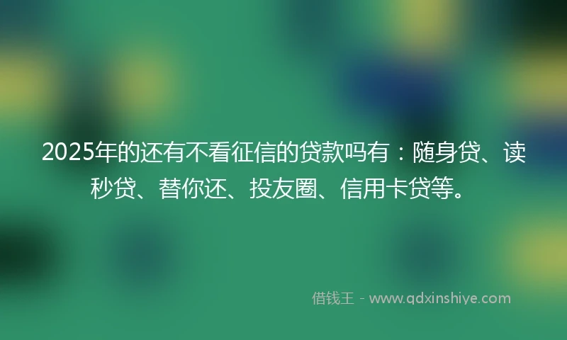 2025年的还有不看征信的贷款吗有：随身贷、读秒贷、替你还、投友圈、信用卡贷等。
