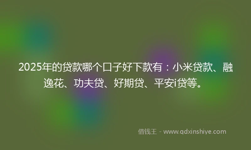 2025年的贷款哪个口子好下款有：小米贷款、融逸花、功夫贷、好期贷、平安i贷等。