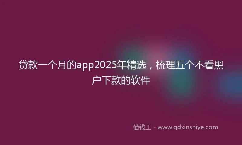 贷款一个月的app2025年精选，梳理五个不看黑户下款的软件