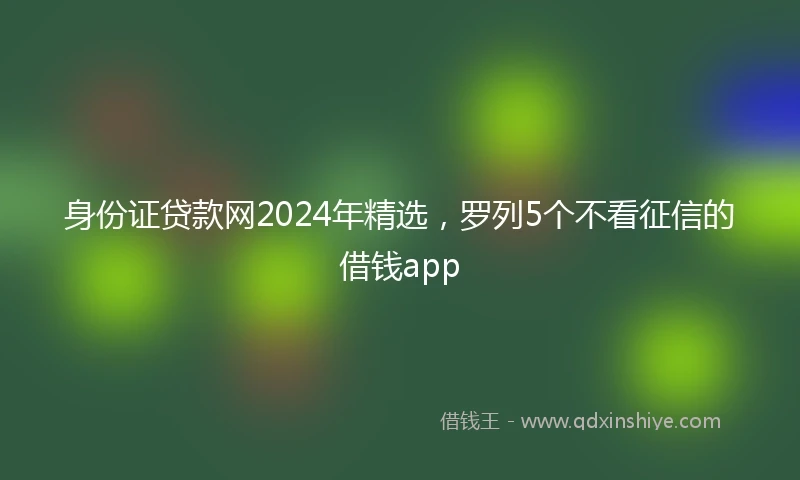 身份证贷款网2024年精选，罗列5个不看征信的借钱app