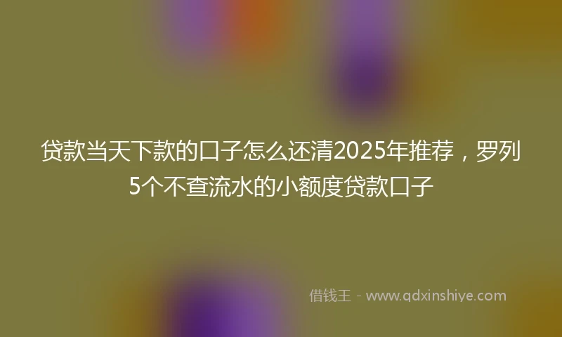贷款当天下款的口子怎么还清2025年推荐，罗列5个不查流水的小额度贷款口子