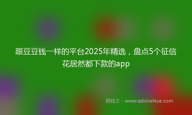 跟豆豆钱一样的平台2025年精选，盘点5个征信花居然都下款的app
