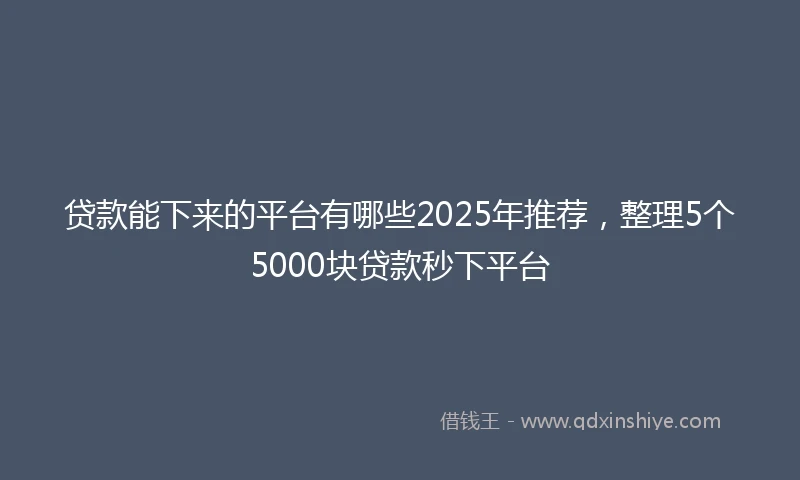 贷款能下来的平台有哪些2025年推荐，整理5个5000块贷款秒下平台