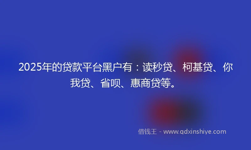 2025年的贷款平台黑户有：读秒贷、柯基贷、你我贷、省呗、惠商贷等。
