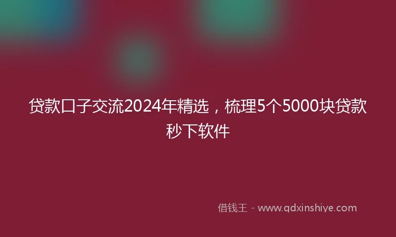 贷款口子交流2024年精选，梳理5个5000块贷款秒下软件