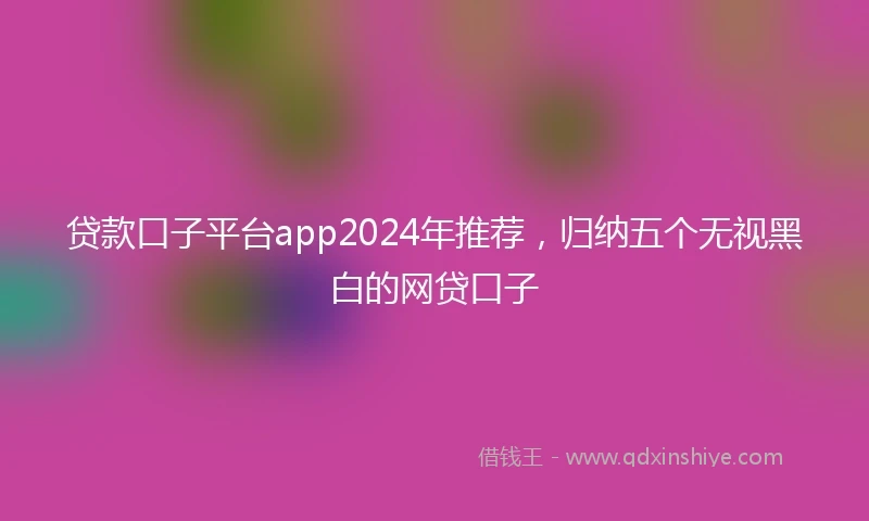贷款口子平台app2024年推荐，归纳五个无视黑白的网贷口子