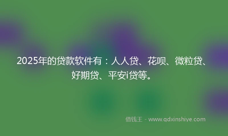 2025年的贷款软件有：人人贷、花呗、微粒贷、好期贷、平安i贷等。
