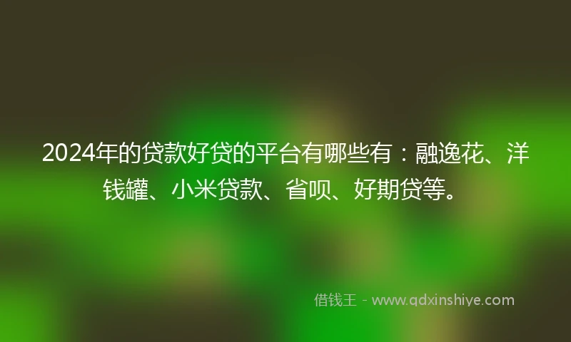 2024年的贷款好贷的平台有哪些有：融逸花、洋钱罐、小米贷款、省呗、好期贷等。