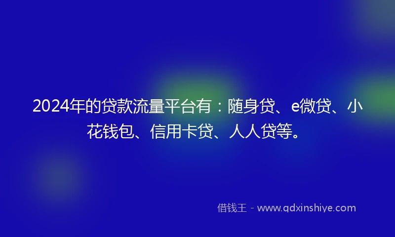 2024年的贷款流量平台有：随身贷、e微贷、小花钱包、信用卡贷、人人贷等。