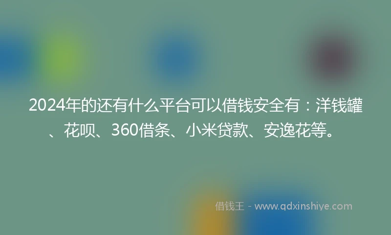 2024年的还有什么平台可以借钱安全有：洋钱罐、花呗、360借条、小米贷款、安逸花等。