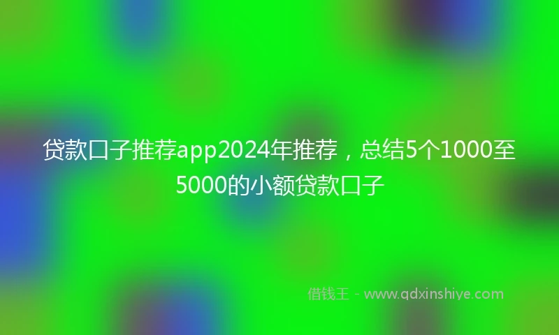 贷款口子推荐app2024年推荐，总结5个1000至5000的小额贷款口子