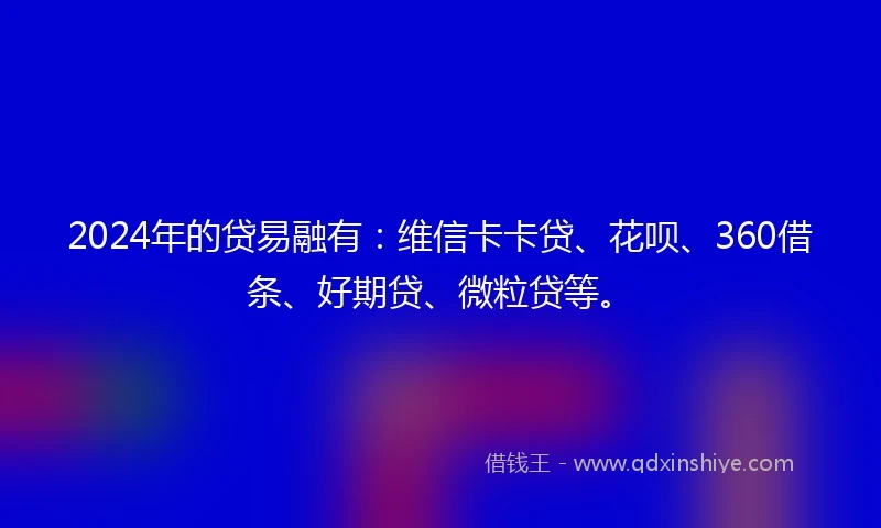 2024年的贷易融有：维信卡卡贷、花呗、360借条、好期贷、微粒贷等。