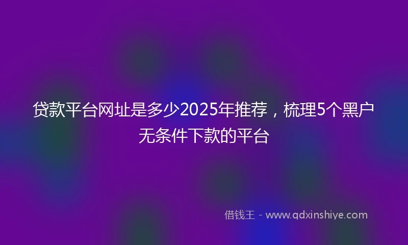 贷款平台网址是多少2025年推荐，梳理5个黑户无条件下款的平台