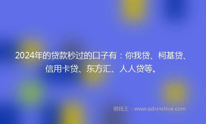 2024年的贷款秒过的口子有：你我贷、柯基贷、信用卡贷、东方汇、人人贷等。