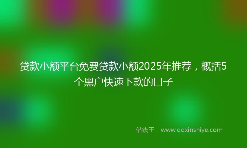贷款小额平台免费贷款小额2025年推荐，概括5个黑户快速下款的口子