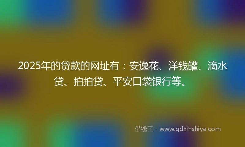 2025年的贷款的网址有：安逸花、洋钱罐、滴水贷、拍拍贷、平安口袋银行等。
