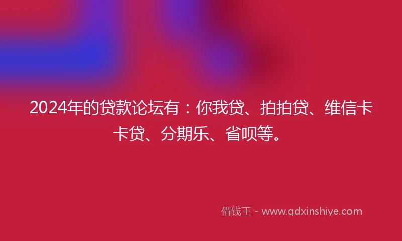 2024年的贷款论坛有：你我贷、拍拍贷、维信卡卡贷、分期乐、省呗等。