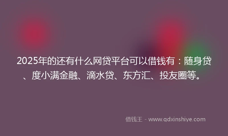 2025年的还有什么网贷平台可以借钱有：随身贷、度小满金融、滴水贷、东方汇、投友圈等。