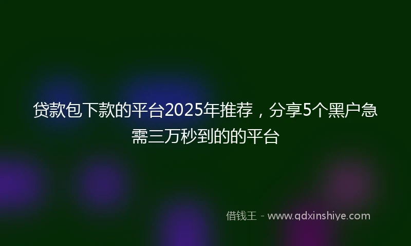 贷款包下款的平台2025年推荐，分享5个黑户急需三万秒到的的平台