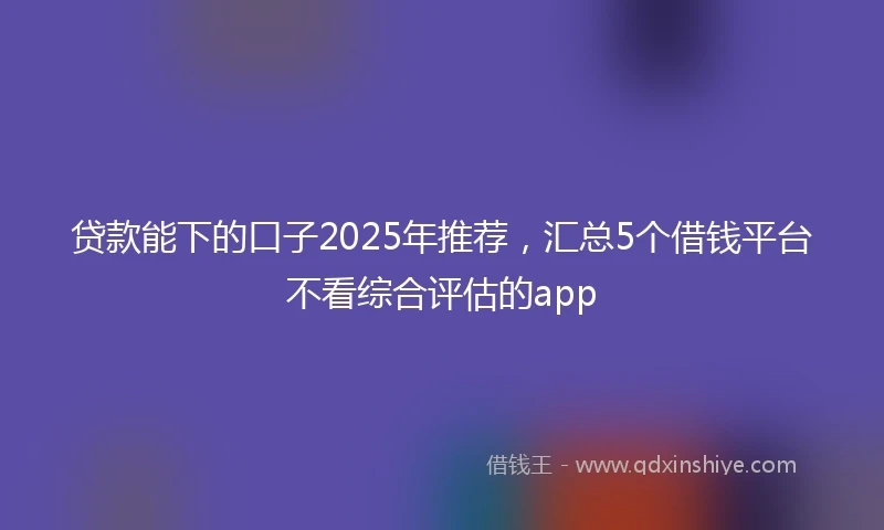 贷款能下的口子2025年推荐，汇总5个借钱平台不看综合评估的app
