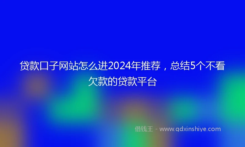 贷款口子网站怎么进2024年推荐，总结5个不看欠款的贷款平台