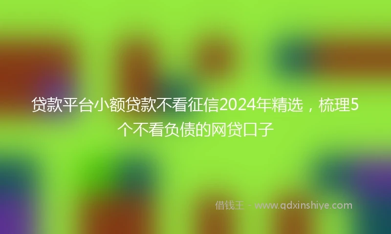贷款平台小额贷款不看征信2024年精选，梳理5个不看负债的网贷口子