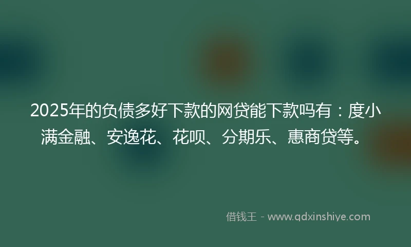 2025年的负债多好下款的网贷能下款吗有：度小满金融、安逸花、花呗、分期乐、惠商贷等。