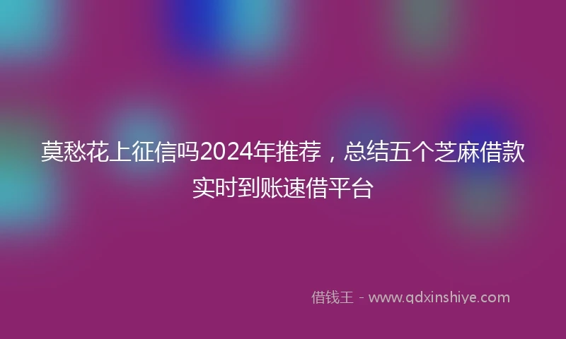 莫愁花上征信吗2024年推荐，总结五个芝麻借款实时到账速借平台