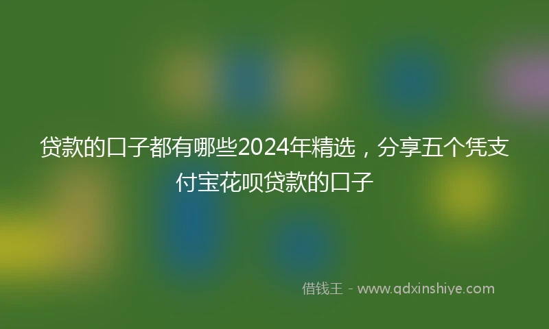 贷款的口子都有哪些2024年精选，分享五个凭支付宝花呗贷款的口子