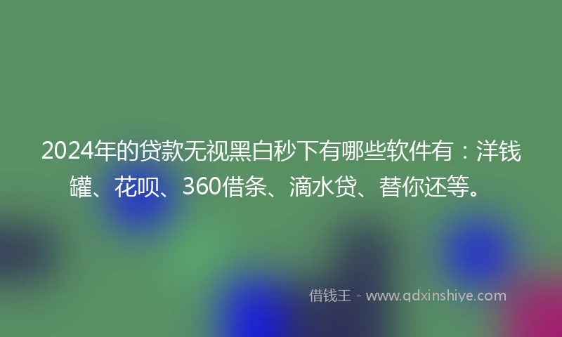 2024年的贷款无视黑白秒下有哪些软件有：洋钱罐、花呗、360借条、滴水贷、替你还等。