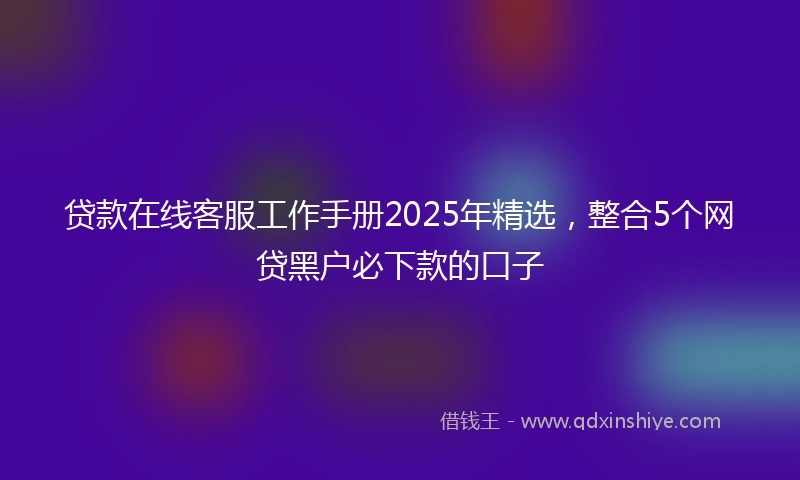 贷款在线客服工作手册2025年精选，整合5个网贷黑户必下款的口子