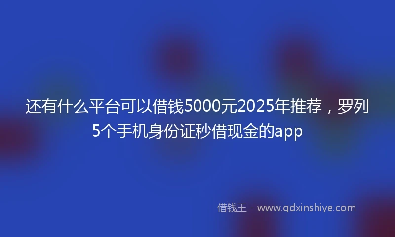还有什么平台可以借钱5000元2025年推荐，罗列5个手机身份证秒借现金的app