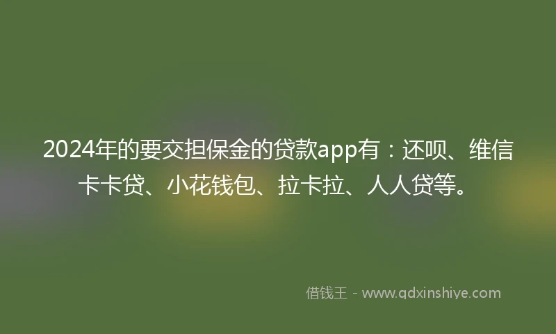 2024年的要交担保金的贷款app有：还呗、维信卡卡贷、小花钱包、拉卡拉、人人贷等。