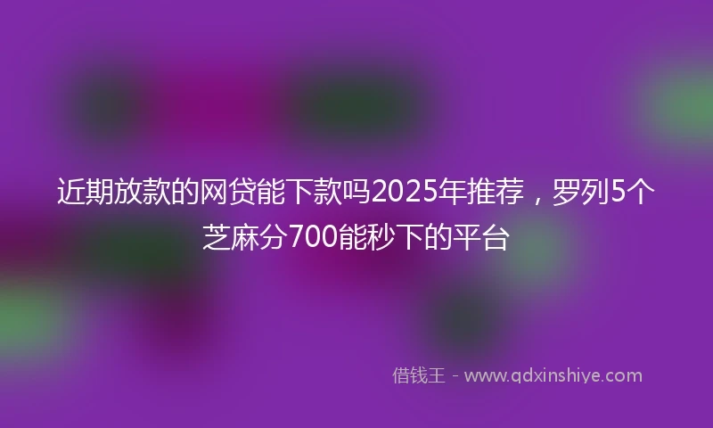 近期放款的网贷能下款吗2025年推荐，罗列5个芝麻分700能秒下的平台