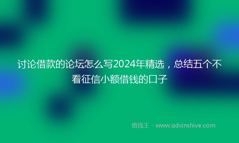 讨论借款的论坛怎么写2024年精选，总结五个不看征信小额借钱的口子