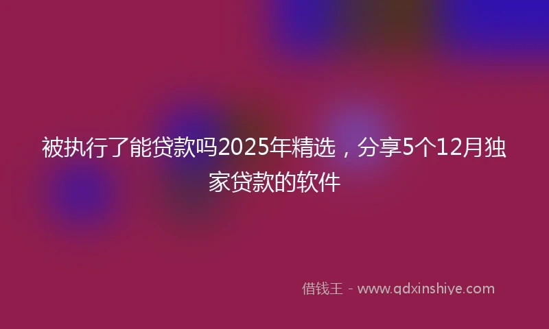 被执行了能贷款吗2025年精选，分享5个12月独家贷款的软件