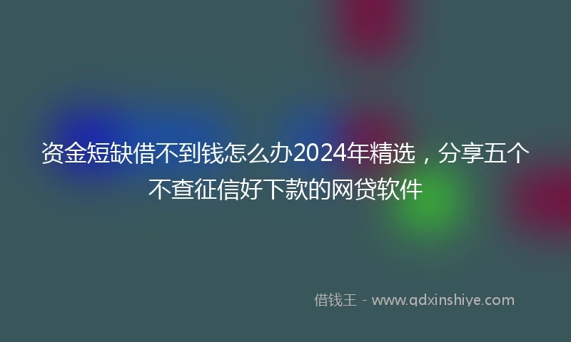 资金短缺借不到钱怎么办2024年精选,分享五个不查征信好下款的网贷软件