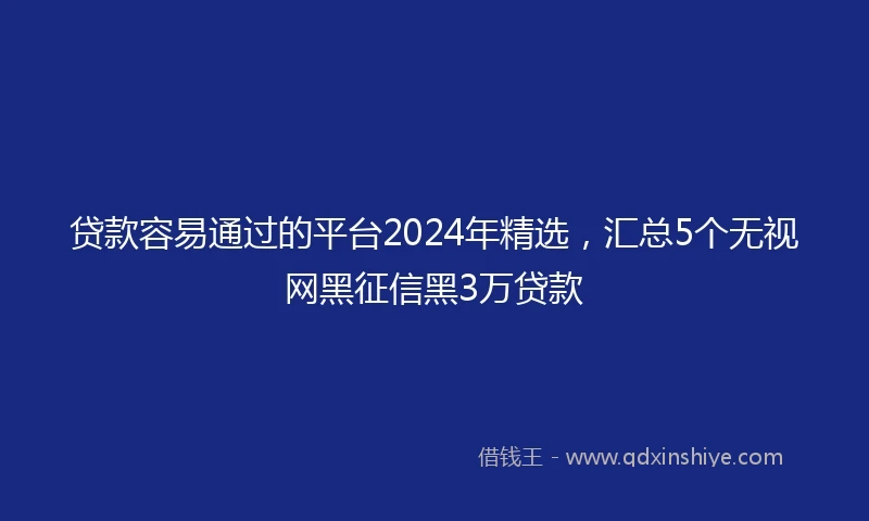 贷款容易通过的平台2024年精选，汇总5个无视网黑征信黑3万贷款