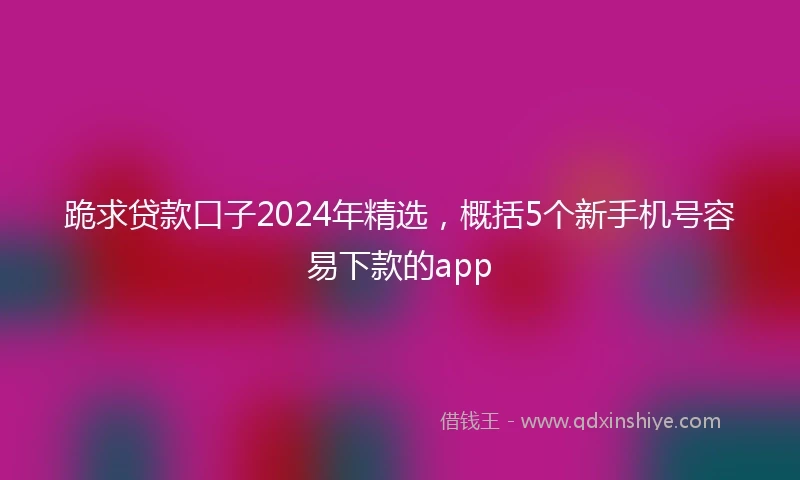 跪求贷款口子2024年精选，概括5个新手机号容易下款的app