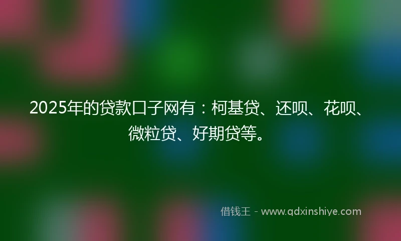 2025年的贷款口子网有：柯基贷、还呗、花呗、微粒贷、好期贷等。