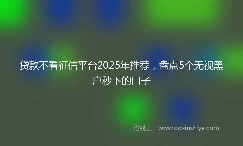 贷款不看征信平台2025年推荐，盘点5个无视黑户秒下的口子