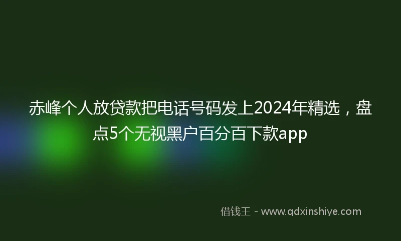 赤峰个人放贷款把电话号码发上2024年精选，盘点5个无视黑户百分百下款app