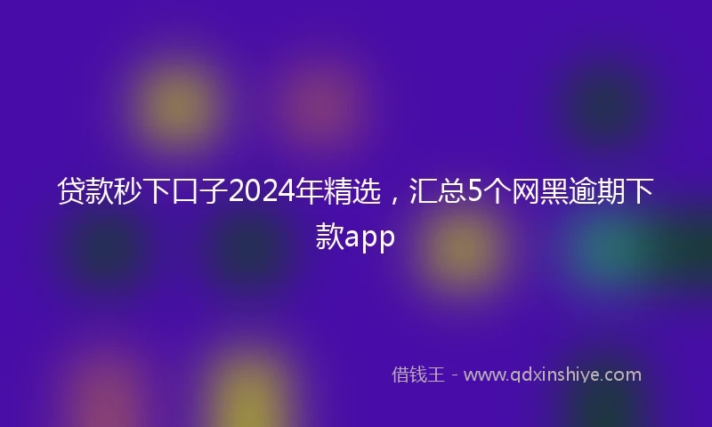 贷款秒下口子2024年精选，汇总5个网黑逾期下款app