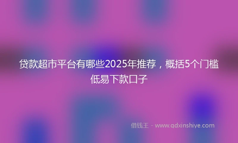 贷款超市平台有哪些2025年推荐，概括5个门槛低易下款口子