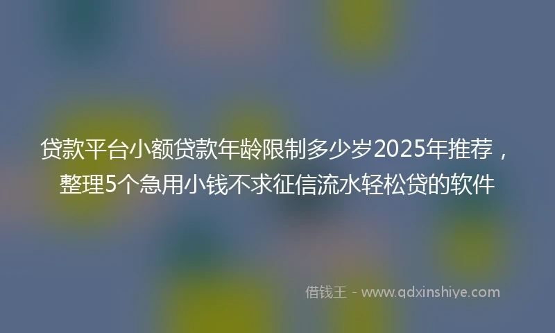 贷款平台小额贷款年龄限制多少岁2025年推荐，整理5个急用小钱不求征信流水轻松贷的软件