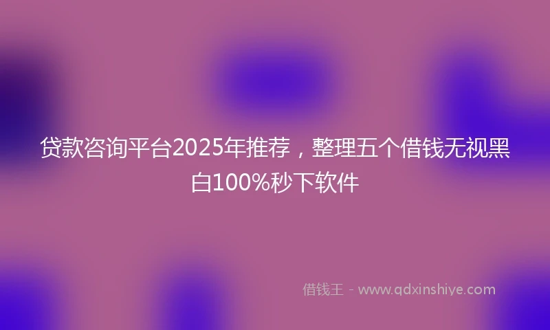 贷款咨询平台2025年推荐，整理五个借钱无视黑白100%秒下软件